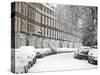 London Street in Snow, Notting Hill, London, England, United Kingdom, Europe-Mark Mawson-Stretched Canvas