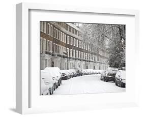 London Street in Snow, Notting Hill, London, England, United Kingdom, Europe-Mark Mawson-Framed Photographic Print