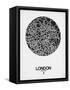 London Street Map Black on White-null-Framed Stretched Canvas