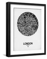 London Street Map Black on White-NaxArt-Framed Art Print