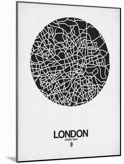 London Street Map Black on White-NaxArt-Mounted Art Print