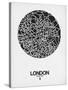 London Street Map Black on White-NaxArt-Stretched Canvas