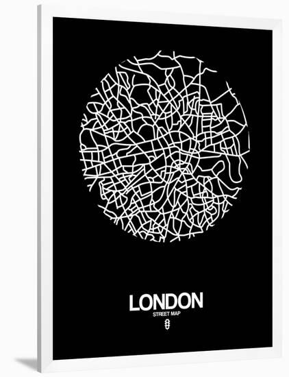 London Street Map Black-NaxArt-Framed Art Print