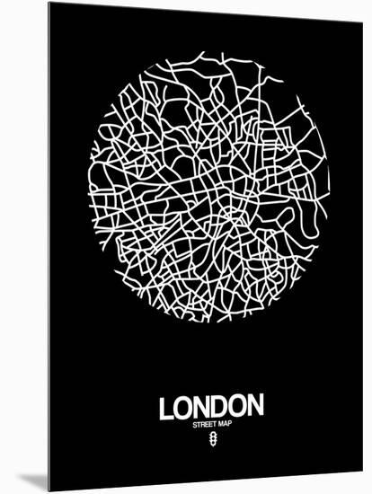 London Street Map Black-NaxArt-Mounted Art Print