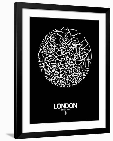 London Street Map Black-NaxArt-Framed Art Print