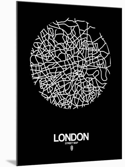 London Street Map Black-NaxArt-Mounted Art Print