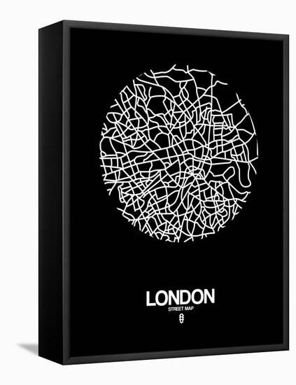 London Street Map Black-NaxArt-Framed Stretched Canvas