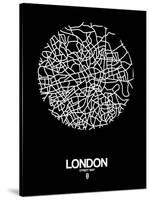 London Street Map Black-NaxArt-Stretched Canvas