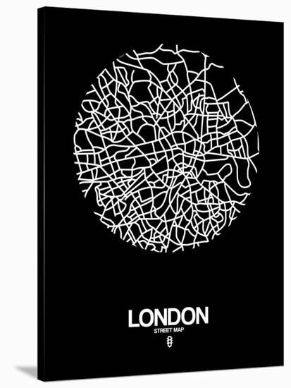 London Street Map Black-NaxArt-Stretched Canvas