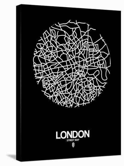 London Street Map Black-NaxArt-Stretched Canvas