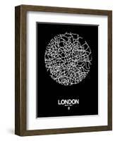 London Street Map Black-NaxArt-Framed Art Print