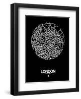 London Street Map Black-NaxArt-Framed Art Print