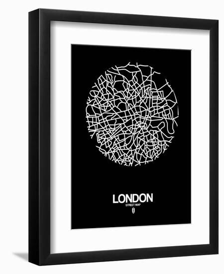 London Street Map Black-NaxArt-Framed Art Print