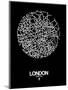 London Street Map Black-NaxArt-Mounted Art Print