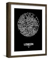 London Street Map Black-NaxArt-Framed Art Print