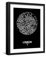 London Street Map Black-NaxArt-Framed Art Print