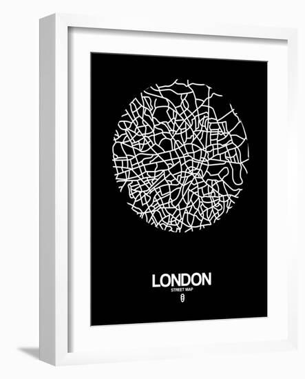 London Street Map Black-NaxArt-Framed Art Print