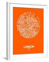 London Street Map Orange-NaxArt-Framed Art Print