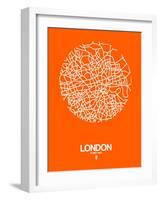 London Street Map Orange-NaxArt-Framed Art Print