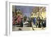 London Street Scene at Night with Electric Lighting, About 1890-null-Framed Giclee Print