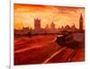 London Taxi Big Ben Sunset with Parliament-Markus Bleichner-Framed Art Print