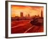 London Taxi Big Ben Sunset with Parliament-Markus Bleichner-Framed Art Print