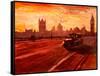 London Taxi Big Ben Sunset with Parliament-Markus Bleichner-Framed Stretched Canvas