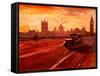 London Taxi Big Ben Sunset with Parliament-Markus Bleichner-Framed Stretched Canvas