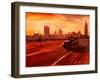 London Taxi Big Ben Sunset with Parliament-Markus Bleichner-Framed Art Print