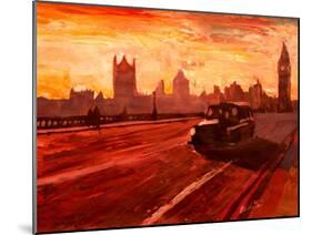 London Taxi Big Ben Sunset with Parliament-Markus Bleichner-Mounted Art Print