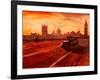 London Taxi Big Ben Sunset with Parliament-Markus Bleichner-Framed Art Print