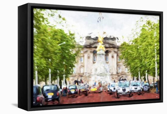 London Taxis - In the Style of Oil Painting-Philippe Hugonnard-Framed Stretched Canvas