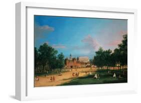 London: the Old Horse Guards and the Banqueting Hall, Whitehall, from Saint James's Park, 1749-Sir Lawrence Alma-Tadema-Framed Giclee Print