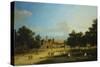 London: the Old Horse Guards and the Banqueting Hall, Whitehall, from St. James's Park, with…-Canaletto-Stretched Canvas