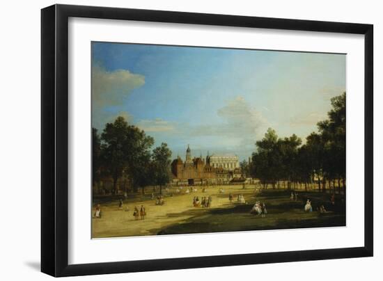 London: the Old Horse Guards and the Banqueting Hall, Whitehall, from St. James's Park, with…-Canaletto-Framed Premium Giclee Print