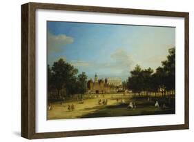 London: the Old Horse Guards and the Banqueting Hall, Whitehall, from St. James's Park, with…-Canaletto-Framed Giclee Print