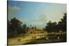 London: the Old Horse Guards and the Banqueting Hall, Whitehall, from St. James's Park, with…-Canaletto-Stretched Canvas