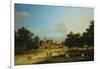 London: the Old Horse Guards and the Banqueting Hall, Whitehall, from St. James's Park, with…-Canaletto-Framed Giclee Print