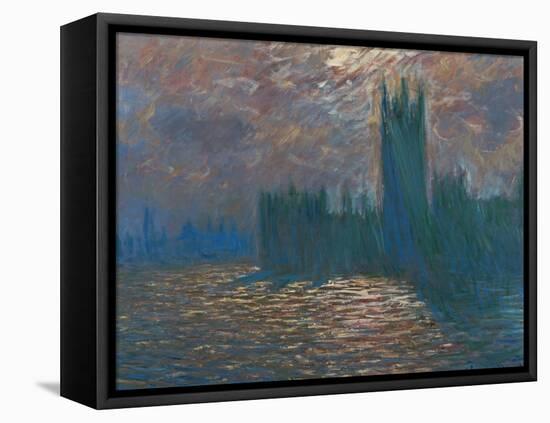 London, the Parliament; Reflections on the Thames River, 1899-1901-Claude Monet-Framed Stretched Canvas