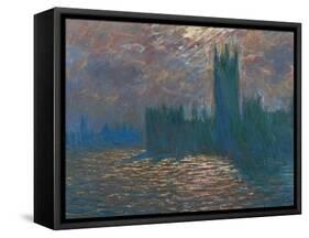 London, the Parliament; Reflections on the Thames River, 1899-1901-Claude Monet-Framed Stretched Canvas