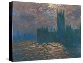 London, the Parliament; Reflections on the Thames River, 1899-1901-Claude Monet-Stretched Canvas