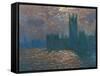 London, the Parliament; Reflections on the Thames River, 1899-1901-Claude Monet-Framed Stretched Canvas