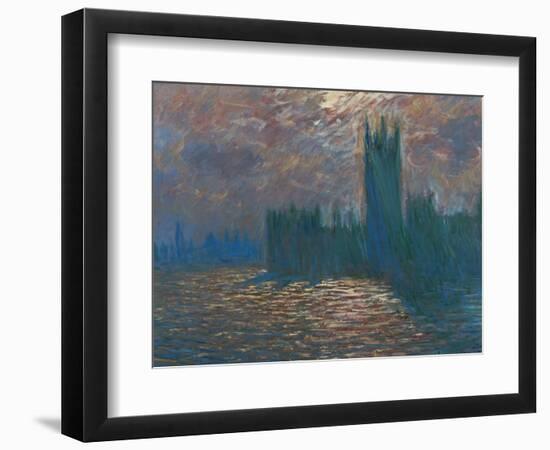 London, the Parliament; Reflections on the Thames River, 1899-1901-Claude Monet-Framed Giclee Print