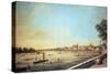 London, the Thames at Westminster and Whitehall from the Terrace of Somerset House, C.1750-51-Canaletto-Stretched Canvas