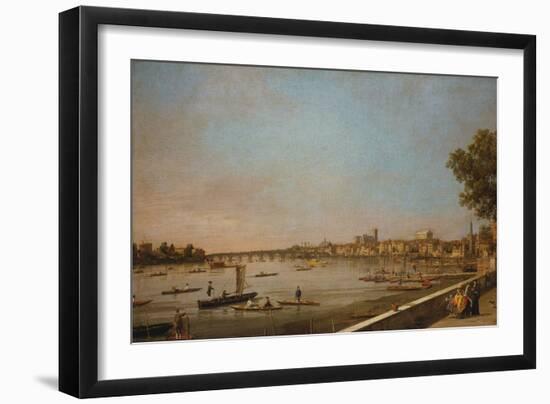 London: the Thames at Westminster and Whitehall from the Terrace of Somerset House-Canaletto-Framed Premium Giclee Print