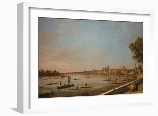 London: the Thames at Westminster and Whitehall from the Terrace of Somerset House-Canaletto-Framed Giclee Print