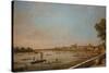 London: the Thames at Westminster and Whitehall from the Terrace of Somerset House-Canaletto-Stretched Canvas