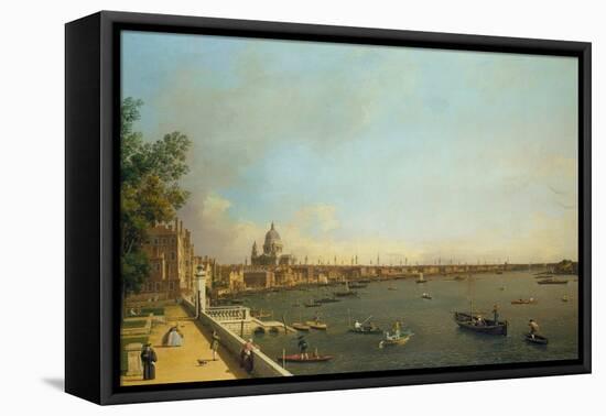 London. the Thames from Somerset House Terrace Towards the City, Ca 1751-Canaletto-Framed Stretched Canvas