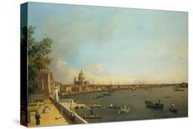 London. the Thames from Somerset House Terrace Towards the City, Ca 1751-Canaletto-Stretched Canvas