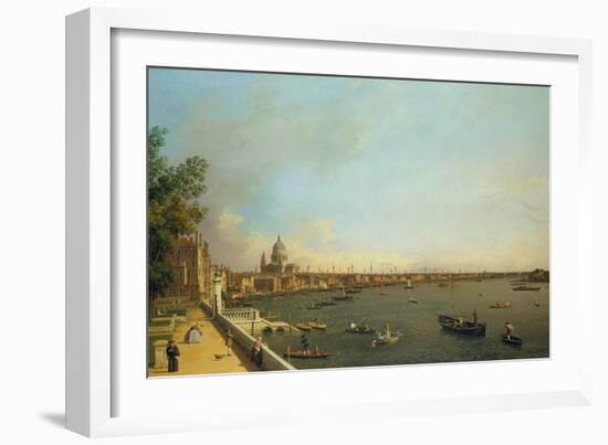 London. the Thames from Somerset House Terrace Towards the City, Ca 1751-Canaletto-Framed Giclee Print